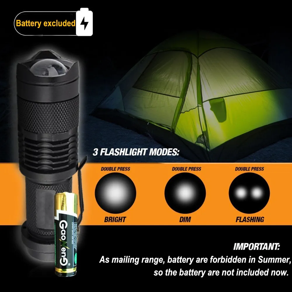 Mini Ručni Svjetiljku 3 Način Rasvjete LED Tactical Q5 Svjetiljku AA Baterija Džepnu Svjetiljku Hitne Vanjski Kamp Alati Slika 4
