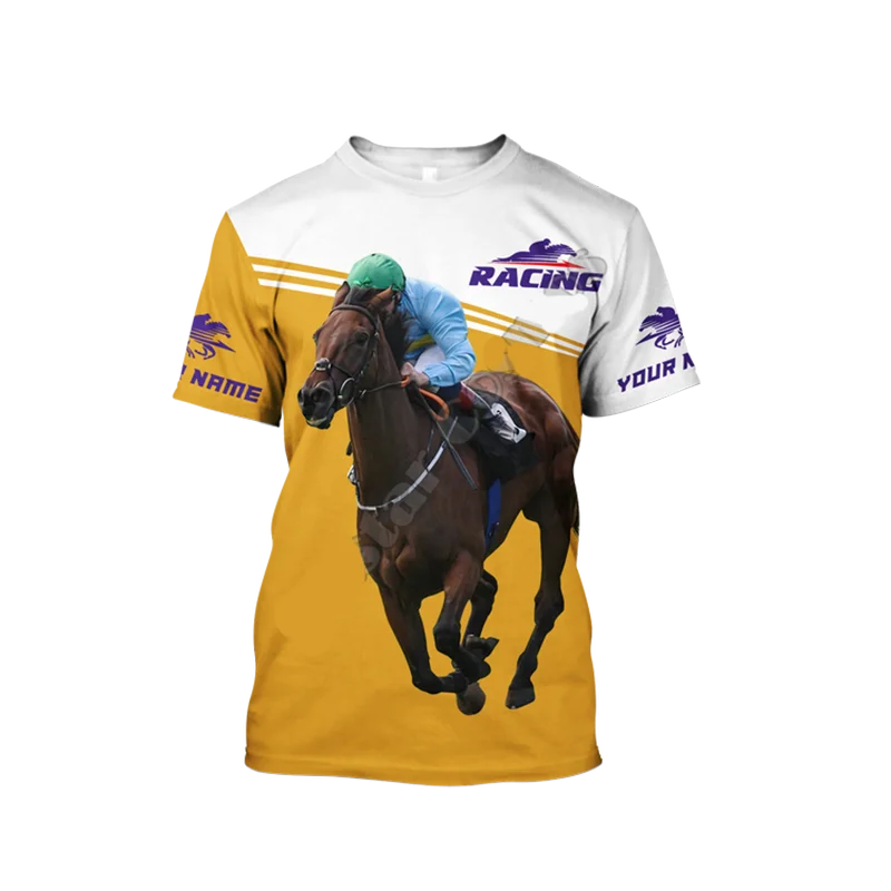 Majica sa 3D ispis i dezena utrke konja, muška uličnu Odjeću u stilu харадзюку, muška i ženska majica sa kratkim rukavima, Оверсайз Slika 1