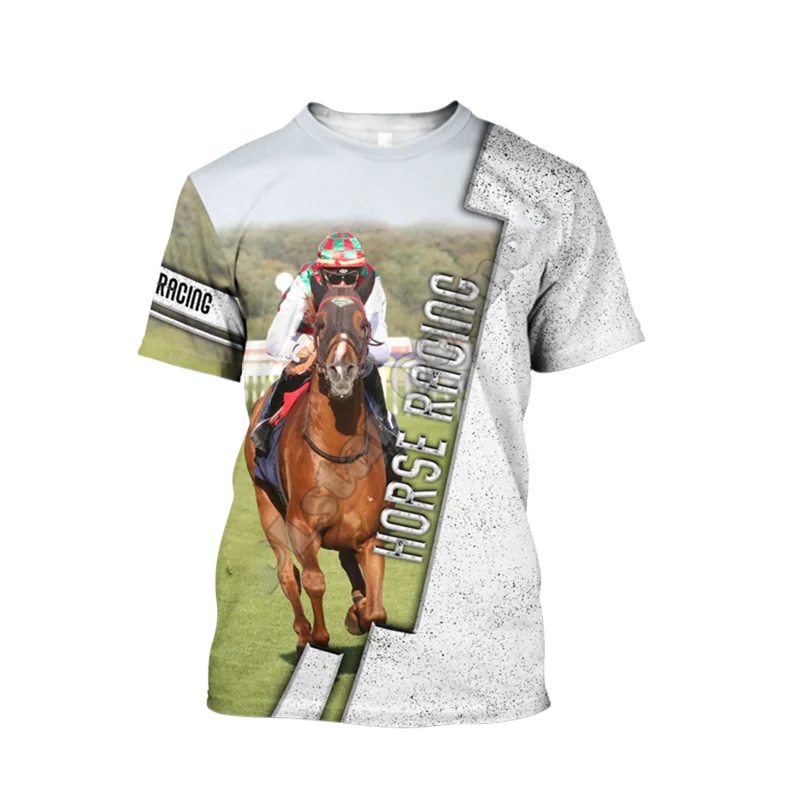 Majica sa 3D ispis i dezena utrke konja, muška uličnu Odjeću u stilu харадзюку, muška i ženska majica sa kratkim rukavima, Оверсайз Slika 3