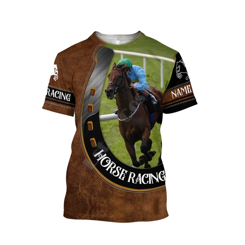 Majica sa 3D ispis i dezena utrke konja, muška uličnu Odjeću u stilu харадзюку, muška i ženska majica sa kratkim rukavima, Оверсайз Slika 5