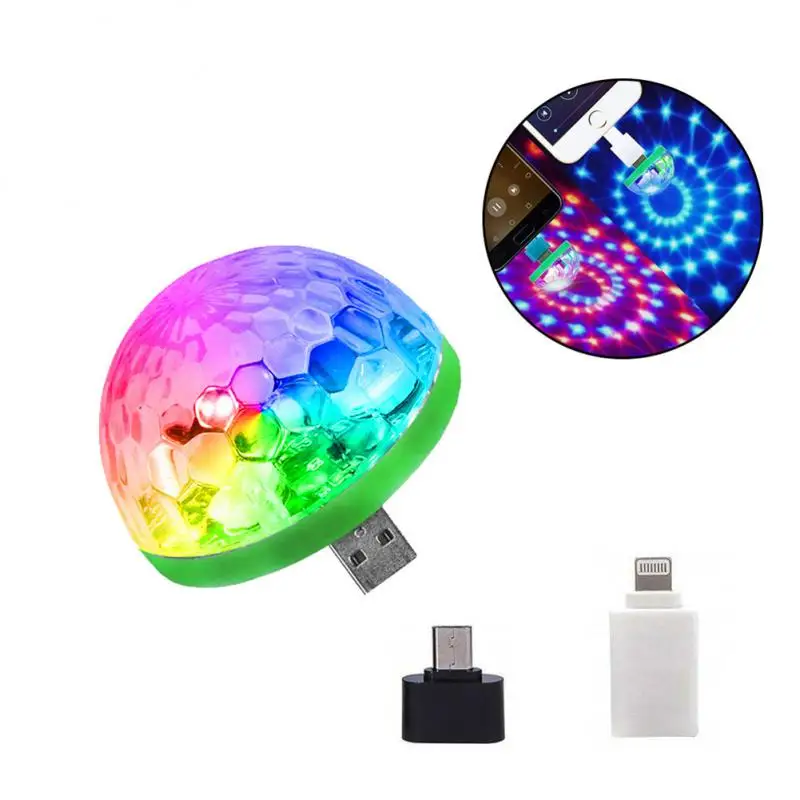 Mini USB LED Auto-Disko-Kugla Atmosferski Svjetlo RGB Glazbeni Zvuk Kontrolu DJ Disco-Kugla Žarulja Osnovna College USB Za Apple i Android Phone Slika 0