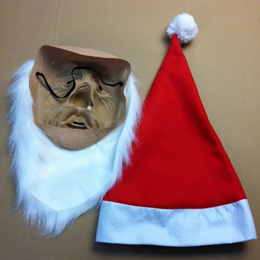 Božićni Domjenak Cosplay Djed Mraz Lateks Maska Vanjski Ukras Slatka Odijelo Djeda Mraza Maskenbal Perika Bradu Dotjerati Slika 1