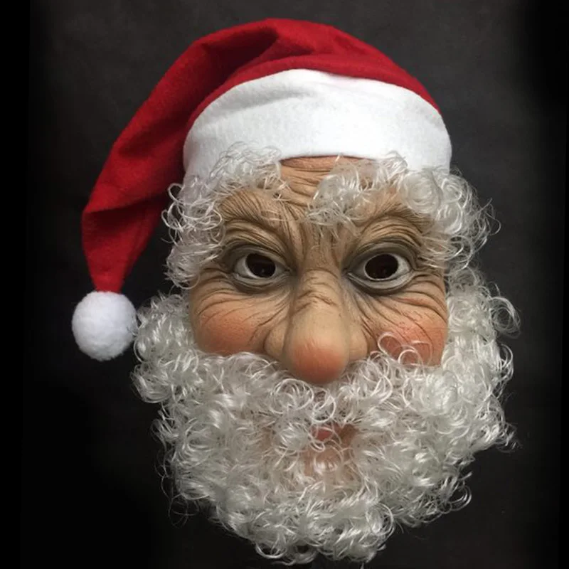 Božićni Domjenak Cosplay Djed Mraz Lateks Maska Vanjski Ukras Slatka Odijelo Djeda Mraza Maskenbal Perika Bradu Dotjerati Slika 2