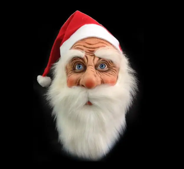 Božićni Domjenak Cosplay Djed Mraz Lateks Maska Vanjski Ukras Slatka Odijelo Djeda Mraza Maskenbal Perika Bradu Dotjerati Slika 3