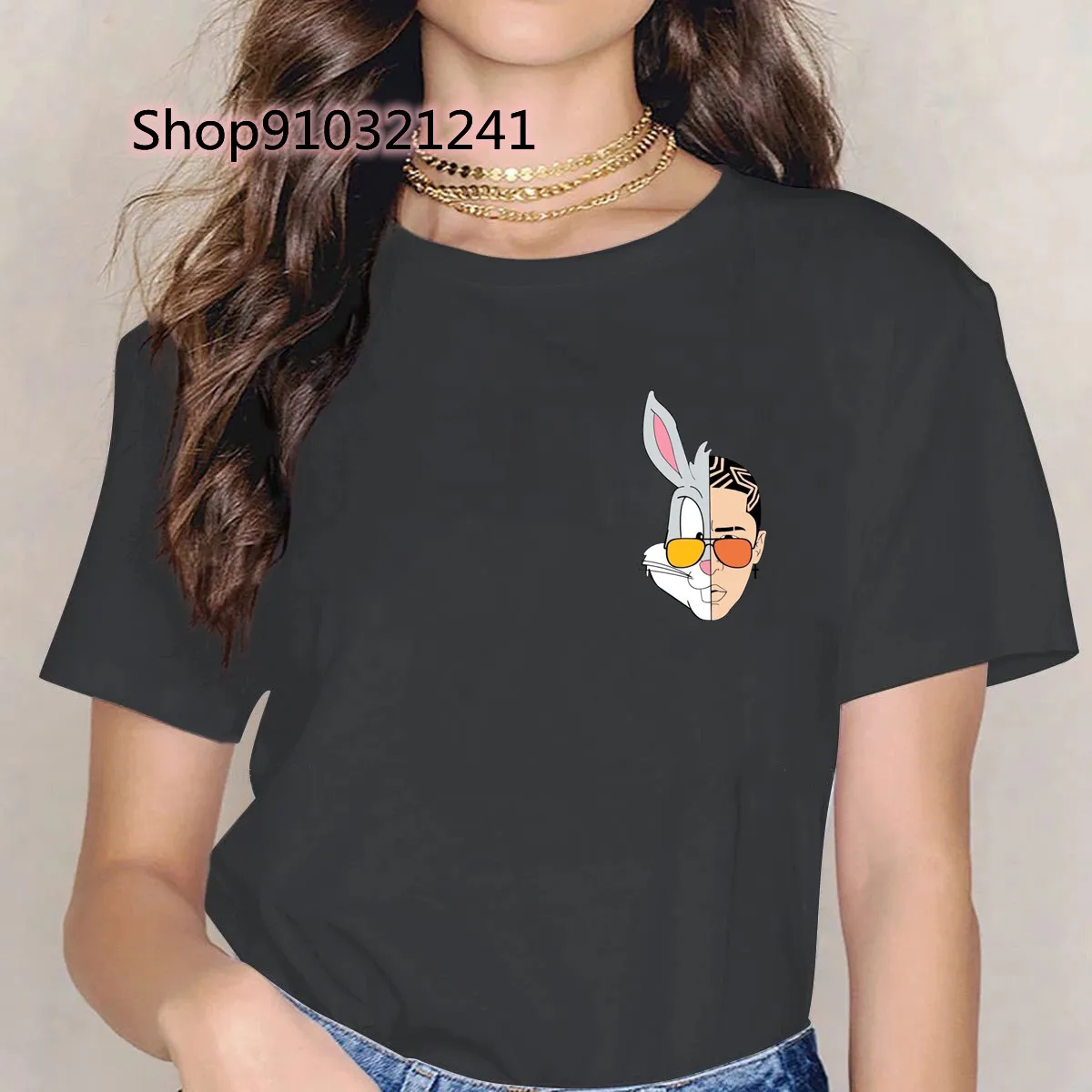 T-shirt Bad Bunny, Ženska t-Shirt S po cijeloj površini, Nove Ljetne Majice S Grafičkim Uzorkom, Slatka Majica Okruglog izreza i Kratkih Rukava, Zabavna Majica Sa Likovima iz Crtića, Majice, Odjeću Slika 5
