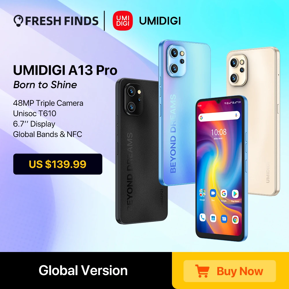 UMIDIGI A13 Pro Globalna Verzija Разблокированный pametni telefon NFC Unisoc T610 48MP Trostruka Skladište 128 GB 6,7 