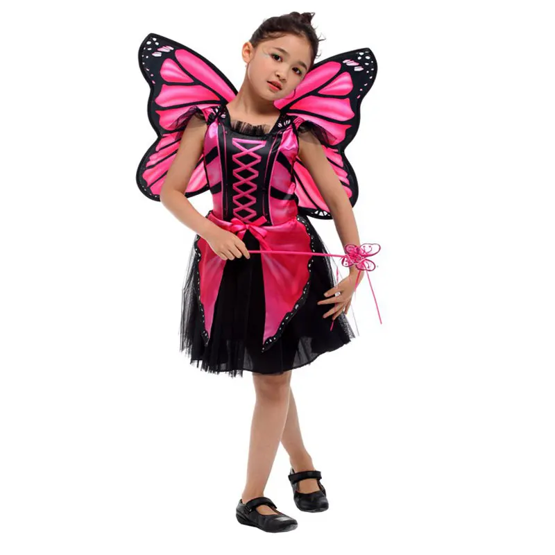 Dijete Djeca Djevojke Pink Leptir Vila Elf Princeza Odijelo I Leptir Rpg Igre Cosplay Halloween Večernja Haljina Slika 0