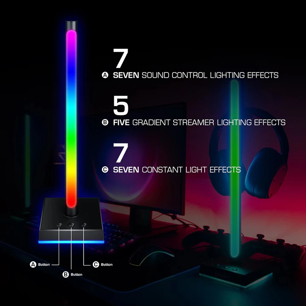 2 komada RGB Slušalice, Stalak Led Traka Svjetla Glazba Upravljanje Zvukom Soundbox Ritam Ambijent nudi Žarulja Svjetla Držač Slušalice Slika 4