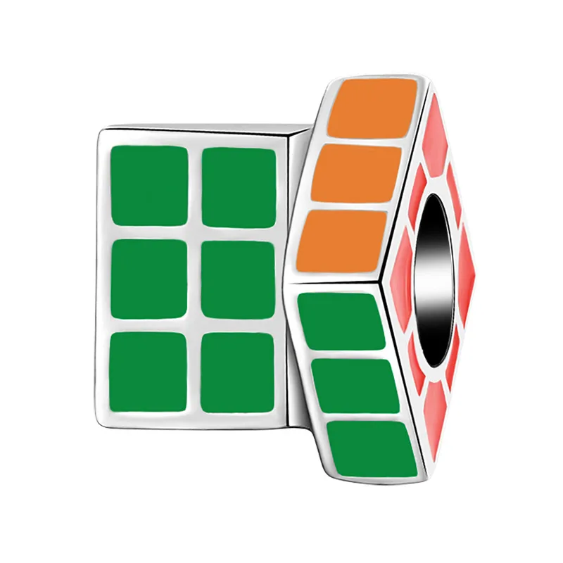 Fit Originalni Pan Maskote Narukvica Za Žene Narančasta Zelena Emajl Rubik ' s cube Perle za Izradu Nakita DIY Narukvica Pribor Dječji Dar Slika 1