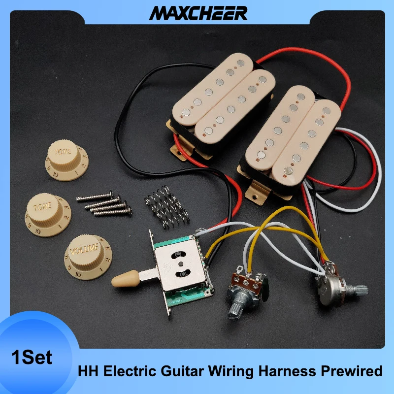 1 Komplet Dva Humbucker Krem Ožičenje za električnu gitaru HH Pre sa elektromagnetom i 3-позиционным prekidač 2T1V Soundbox Gitaru Dogovor Slika 0