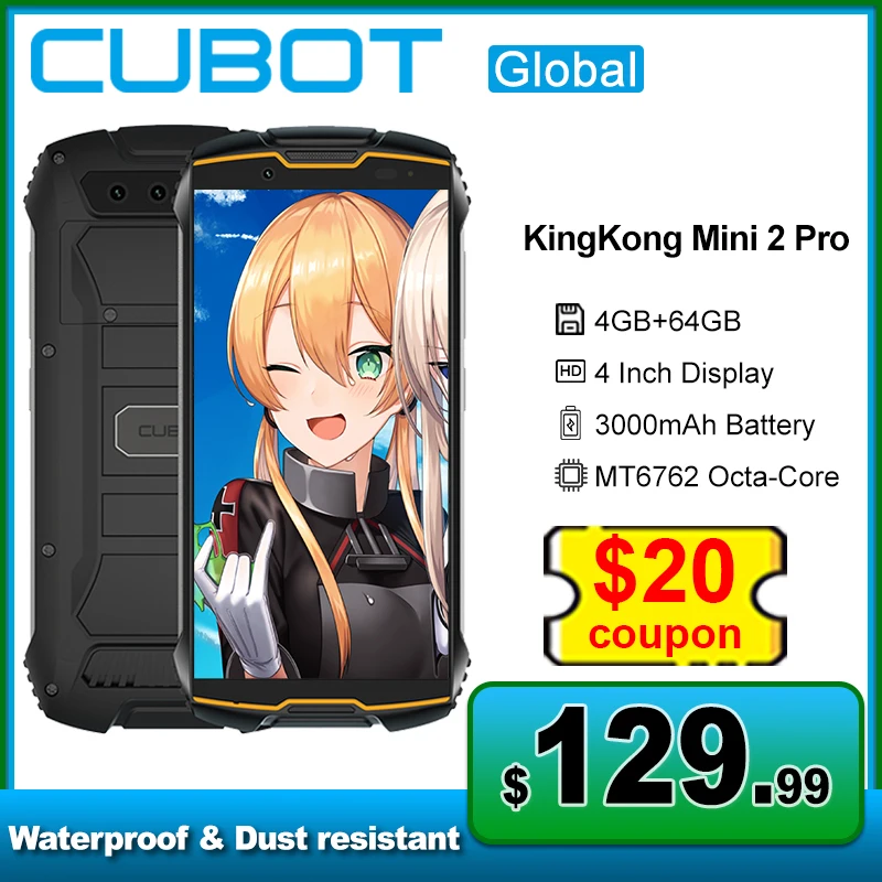 Smartphone Cubot KingKong Mini 2 Pro Vodootporan 4 GB + 64 GB 4-inčni Zaslon Android 11 Telefon 13 Mp Kamera 3000 mah Baterija za Mobilne Telefone Slika 5