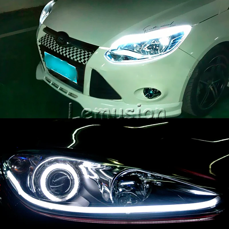LENTAI Za Hyundai solaris i30 tucson 2017 ix35 accent Infiniti Lifan 1 komplet 60 cm za Automobil LED DRL Trake Svjetlosti Bijela + Žuta žmigavac Slika 0