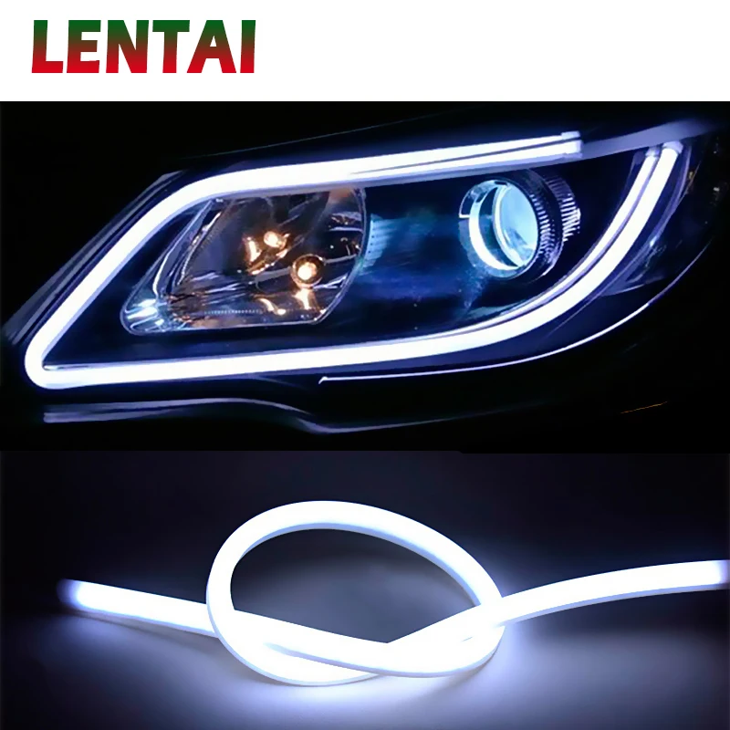 LENTAI Za Hyundai solaris i30 tucson 2017 ix35 accent Infiniti Lifan 1 komplet 60 cm za Automobil LED DRL Trake Svjetlosti Bijela + Žuta žmigavac Slika 3