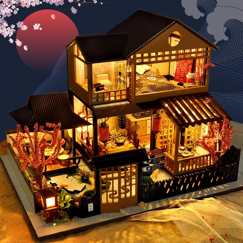Cutebee Japanski Diy Minijaturna Kuća Komplet Sakura Auto Kuća Lutaka Namještaj Jednostavna Osobna Igračka Za Djecu Za Rođendan Uz Poklon Kutiji Slika 2