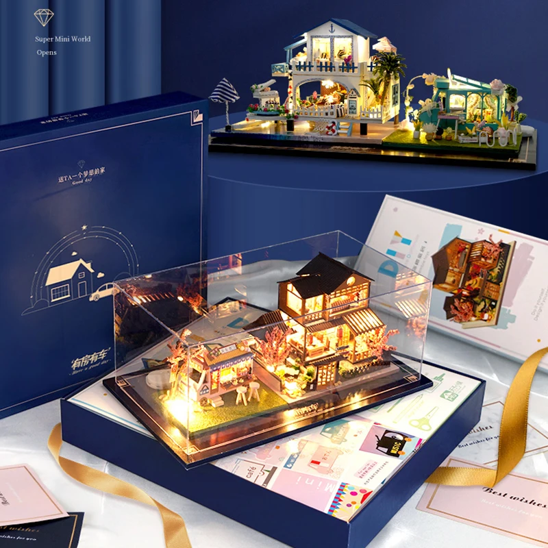 Cutebee Japanski Diy Minijaturna Kuća Komplet Sakura Auto Kuća Lutaka Namještaj Jednostavna Osobna Igračka Za Djecu Za Rođendan Uz Poklon Kutiji Slika 3