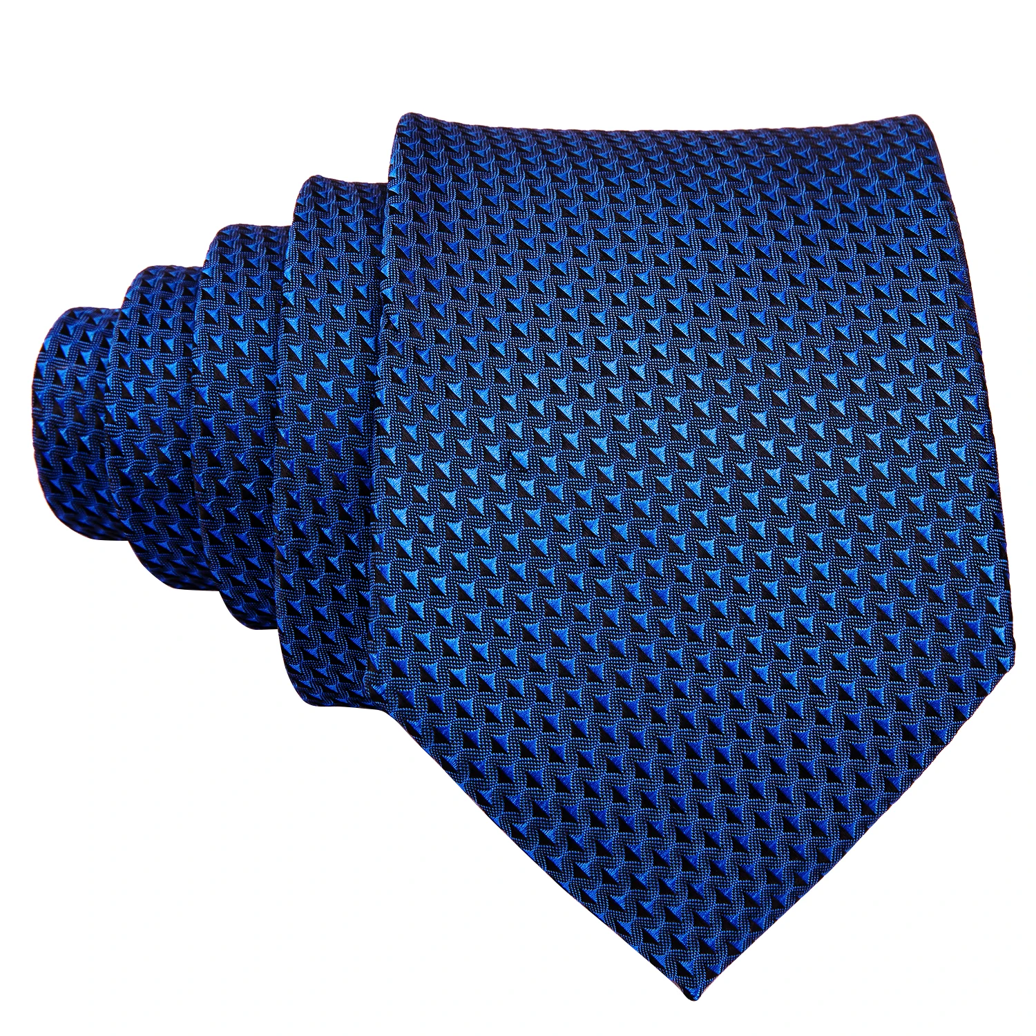 Novi Moderan Luksuzni Plave Geometrijski Svilene Kravate Poklon Za Muškarce Vjenčanje Kravate.Setovi Nosni Rupčići Wang Za Mladoženju Business LN-5313 Slika 5