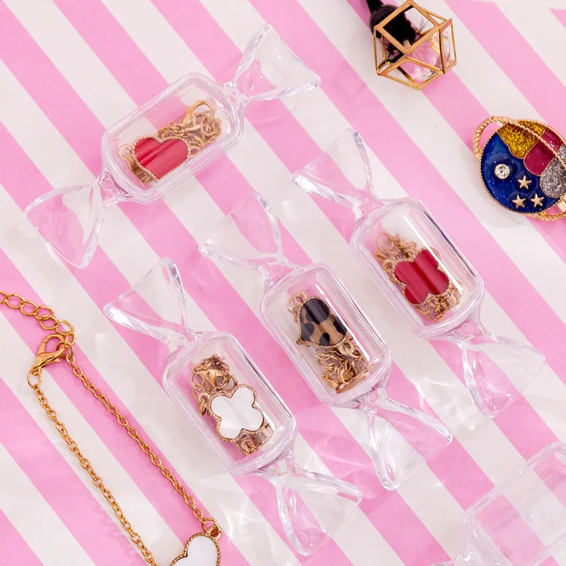 Kreativni transparentno bombona oblik mini plastična kutija slatka djevojka, prsten, naušnice nakit kutija za nakit kutije za pohranu organizator poklon kutija Slika 3