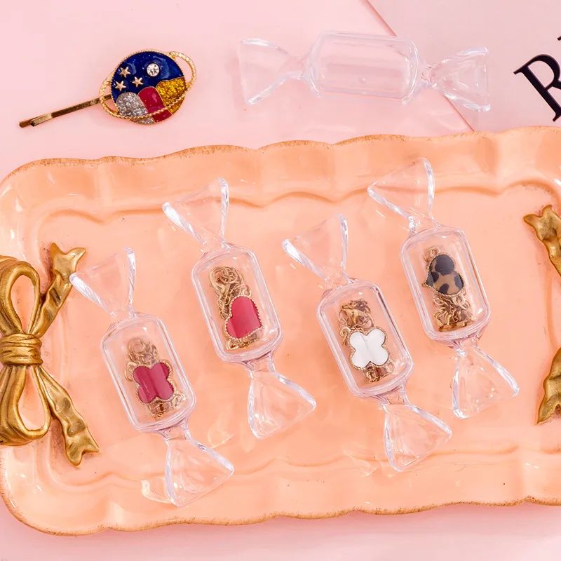 Kreativni transparentno bombona oblik mini plastična kutija slatka djevojka, prsten, naušnice nakit kutija za nakit kutije za pohranu organizator poklon kutija Slika 4