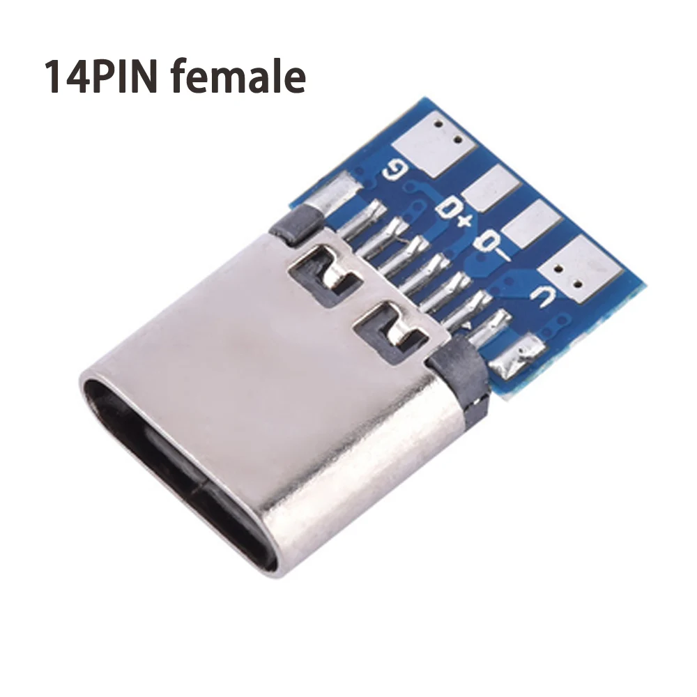 1 kom. priključak USB 3.1 Type C, 14-pinski priključak, utičnica, Kroz rupice, tiskana pločica 180, Vertikalni prikaz USB-C1 Slika 4