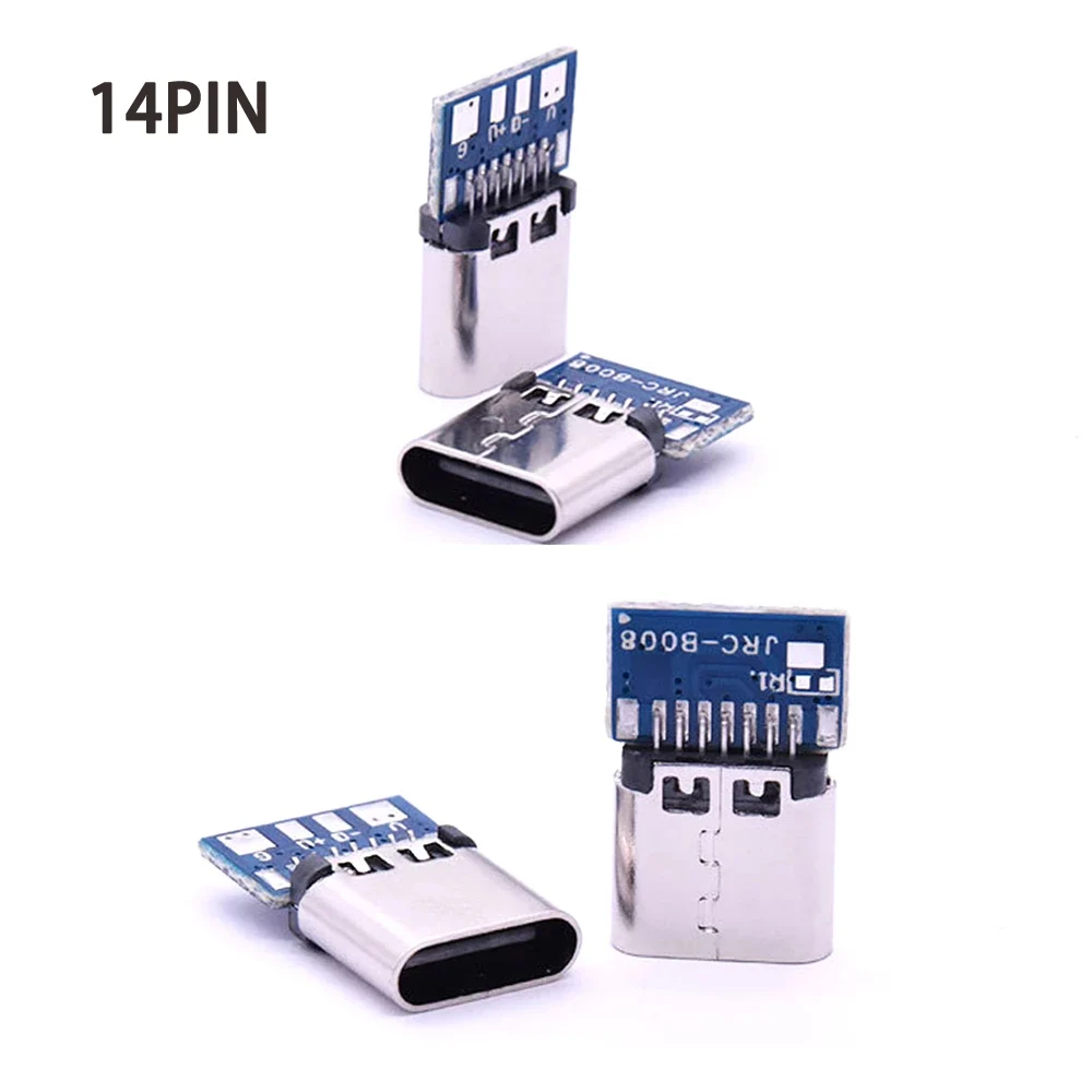 1 kom. priključak USB 3.1 Type C, 14-pinski priključak, utičnica, Kroz rupice, tiskana pločica 180, Vertikalni prikaz USB-C1 Slika 5