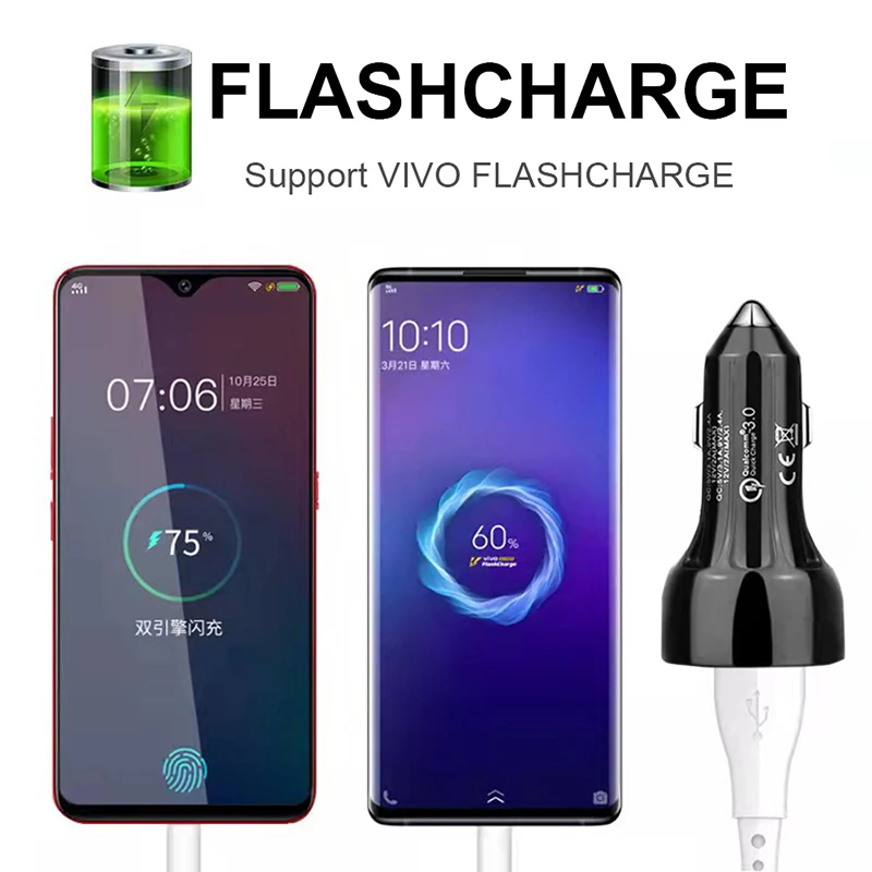 URVNS 100 W FlashCharge USB Auto Punjač baterija 3 priključak PD USB-C QC3.0 66 W Super Brzo Punjenje Auto Adapter za Realme Oppo Huawei Honor Slika 4