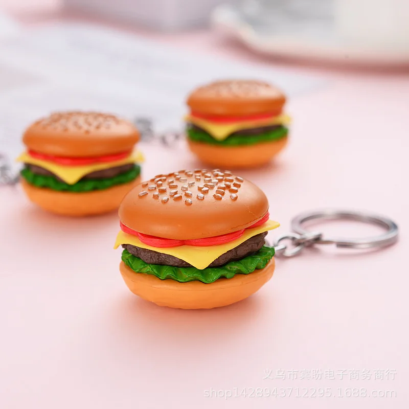2021 Modni Privezak Za Ključeve, Hamburger, Cheeseburger Plastična Glina Privjesak Za Ključeve Imitacija Hrane Privjesak Privjesak Za Ključeve Slika 5
