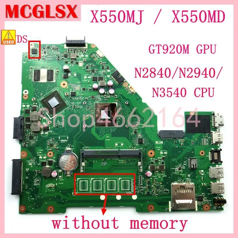 X550MJ N2840/N2940/N3540 Procesor GT920M Bez Memorije Matična ploča Za ASUS X550M Y582M X550MD X550MJ X552M Matična ploča koristi Laptop Slika 2