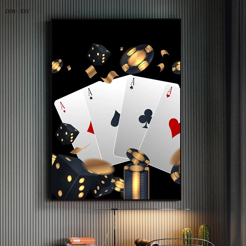 Casino Royale Kockanje Zidni Umjetničke Slike Kartaške Igre, Igre na sreću Platnu Slikarstvo Plakata i Grafika Casino Bar Klub Zidni Ukras Slika 0