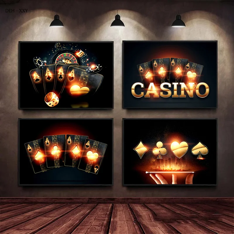 Casino Royale Kockanje Zidni Umjetničke Slike Kartaške Igre, Igre na sreću Platnu Slikarstvo Plakata i Grafika Casino Bar Klub Zidni Ukras Slika 2