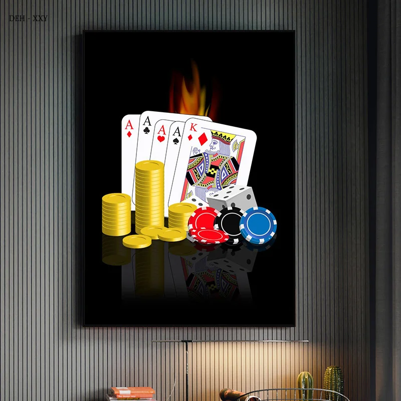 Casino Royale Kockanje Zidni Umjetničke Slike Kartaške Igre, Igre na sreću Platnu Slikarstvo Plakata i Grafika Casino Bar Klub Zidni Ukras Slika 5