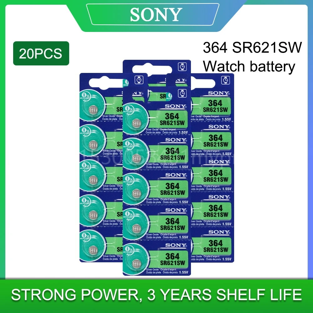 20 komada za Sony Sat Baterija AG1 LR621 Sr621sw 364A 1.5 U LR60 Oksida Srebra Gumb Ćelije Baterija za Sat Elektronski Kalkulator Slika 2