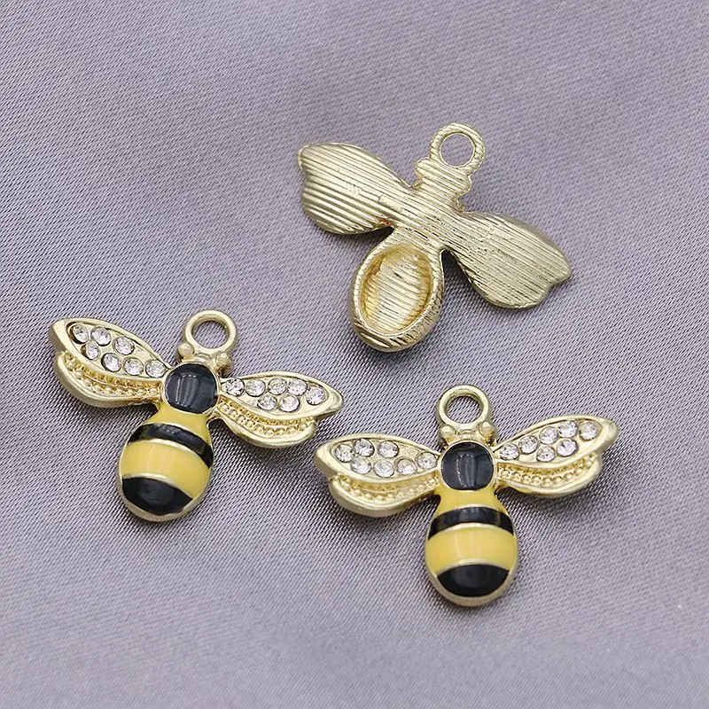 5PCS Pozlaćena Emajl Crystal Pčele Šarm Privjesak Izrada Nakita Narukvica i Ogrlica DIY Naušnice Pribor Obrt Slika 1