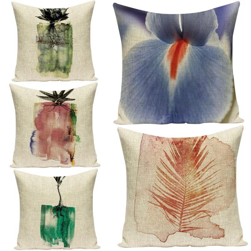 Mala prozirna serija torbica za jastucima s uzorkom lišća biljka lonac, kvalitetna posteljina pamuk torbica za jastuk, dekorativni presvlaku za kauč Slika 1