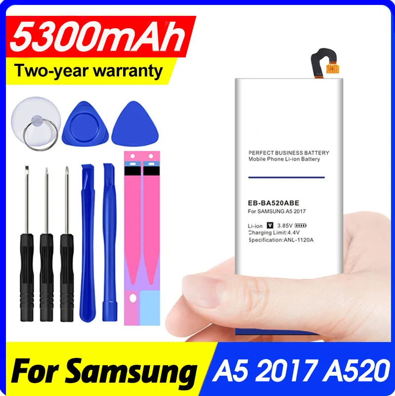 Zamjena EB-BA520ABE 5300 mah Baterija za Samsung Galaxy 2017Edition A5 2017 A520f Sm-a520f Telefon Bateria Slika 2