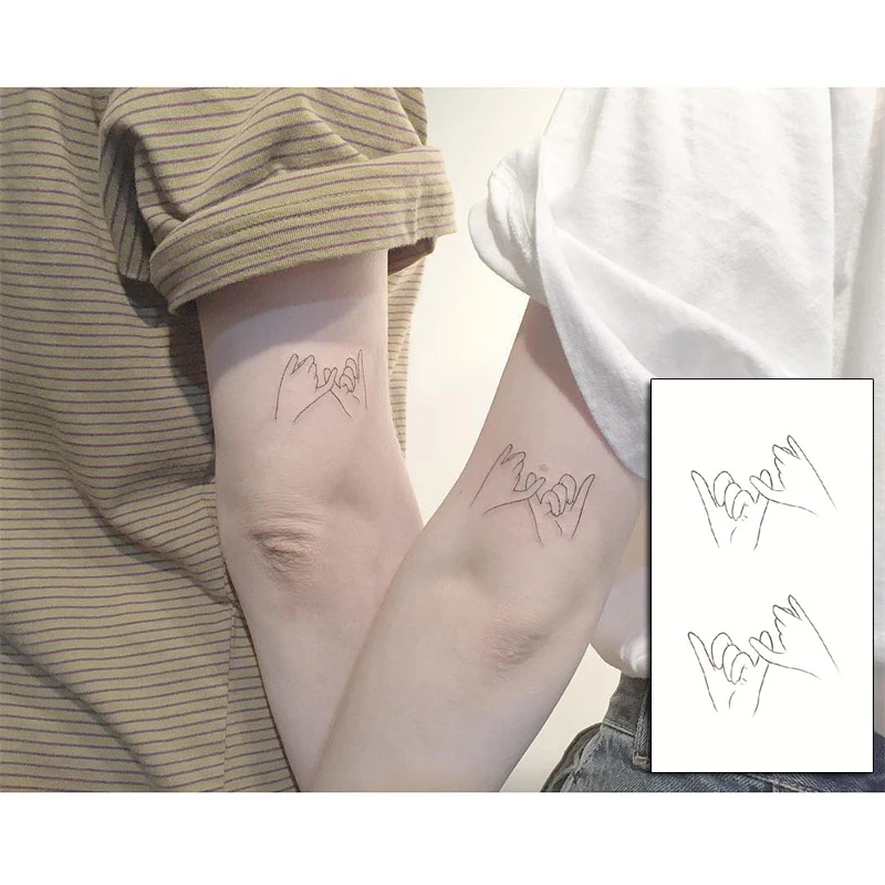 Držeći se Za Ruke, U Ljubavi Naljepnice Ruka Srce Tetovaža Body Art Šminka je Vodootporna Privremene Ženske i Muške Lažne Tetovaže Slika 4