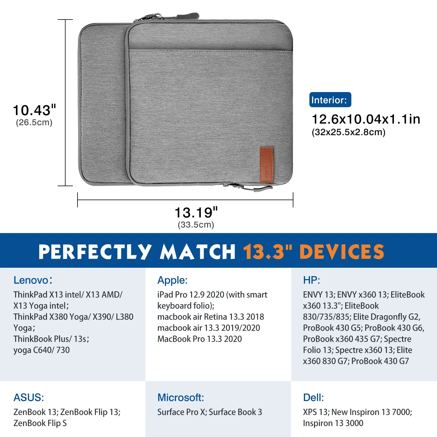Torba-rukav za prijenosno računalo 13,3 inča, Radiouredaj torba-torbica s džepovima za Retina MacBook Air 13,3 2018/Pro 13,3 2020 Slika 4