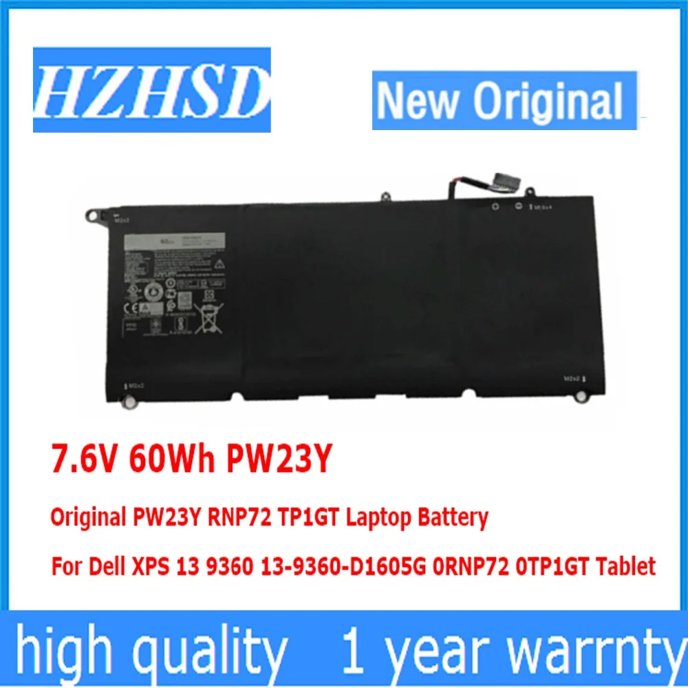 7,6 V 60Wh PW23Y Originalni PW23Y RNP72 TP1GT Baterija za laptop Dell XPS 13 9360 13-9360-D1605G 0RNP72 0TP1GT 9360 Slika 1
