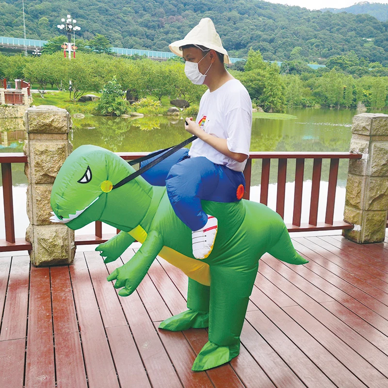 Odrasla Zelena Dinosaur Inflatable Odjeća Halloween Cosplay Odijelo Polovica Tijela T-rex je Uloga igranje Igra Disfraz Fastival Cellebration Odijelo Slika 2