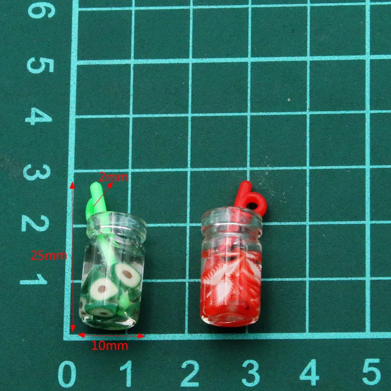 10шт 13 Boja 10*25 mm 3D Voća Čaša Staklena Ovjes Komplet Sa Kutijom Privjesci Za DIY Nakit Zanatske Naušnice Privjesak Pribor Slika 1