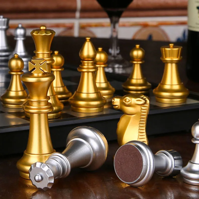 32/36 cm Velike Veličine Srednjovjekovne Šahovski Kompleti S Magnetskom Veliki Šahovskoj ploči 32 Šah komada Stolni Карром Društvene Igre Kompleta Figura szachy Slika 1