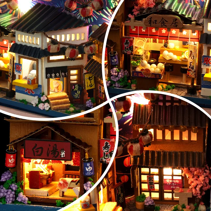 CUTEBEE DIY Box Kazalište Lutaka Kuća Japanski Shop Vatromet Drvene Minijature lutkine Kit Igračka za bebe Slika 1