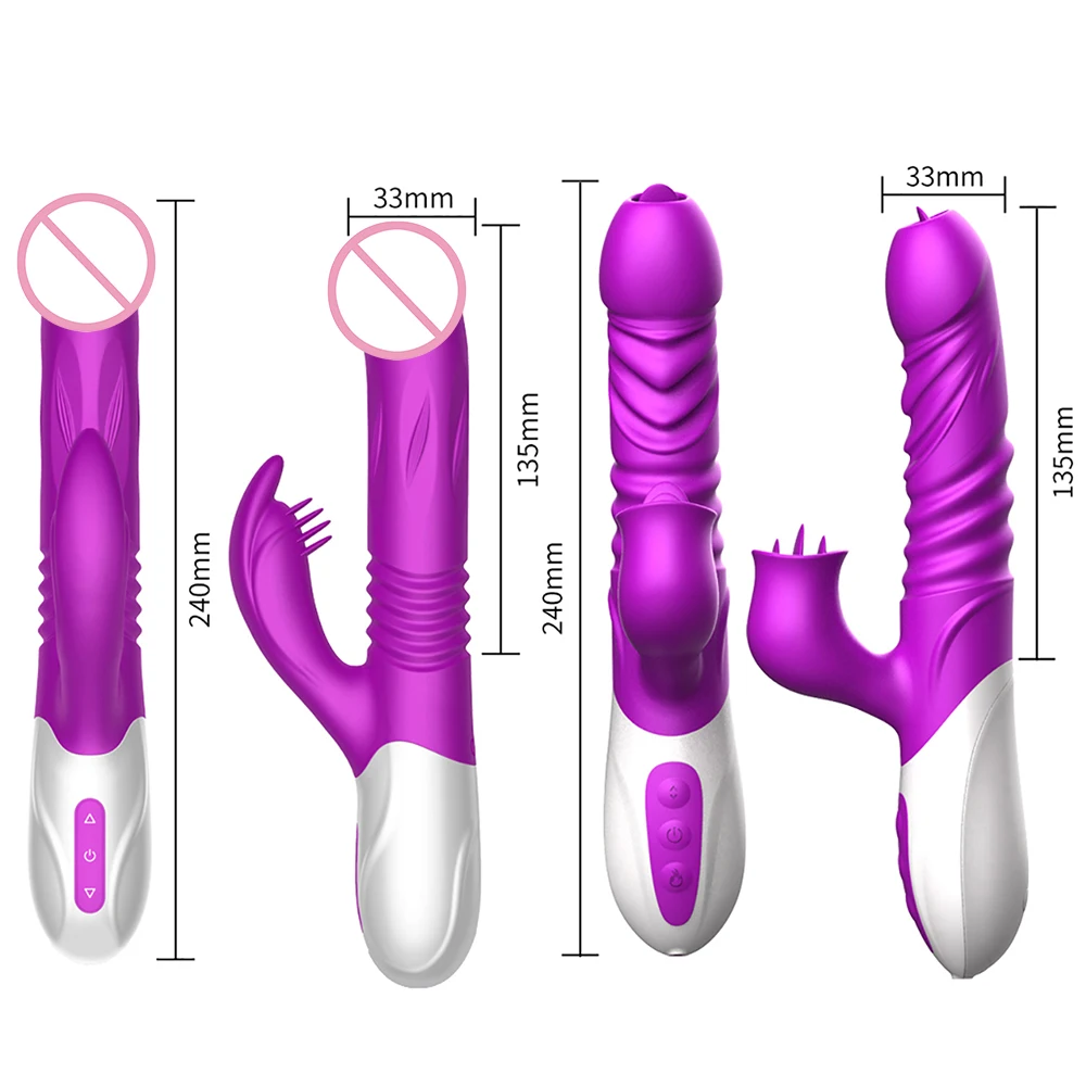 OLO Teleskopski Dildo Vibrator Dvostruki Jezik za Lizanje G-Točke Seks Igračke za Žene Erotski Robu za Odrasle Stimulator Klitorisa 10 Brzina Slika 4