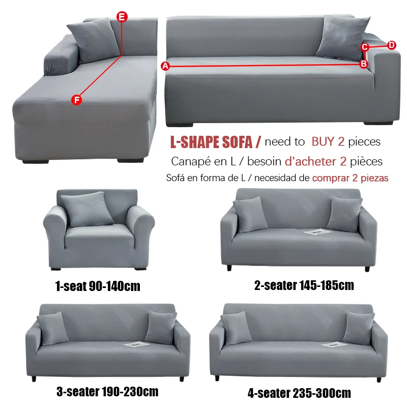 Siva Однотонный elastična gumena presvlaku za kauč, morate Naručiti presvlaku za kauč iz 2 predmeta, ako je L-obliku torbica za fotelje con kola Presvlaku za Kauč Slika 2