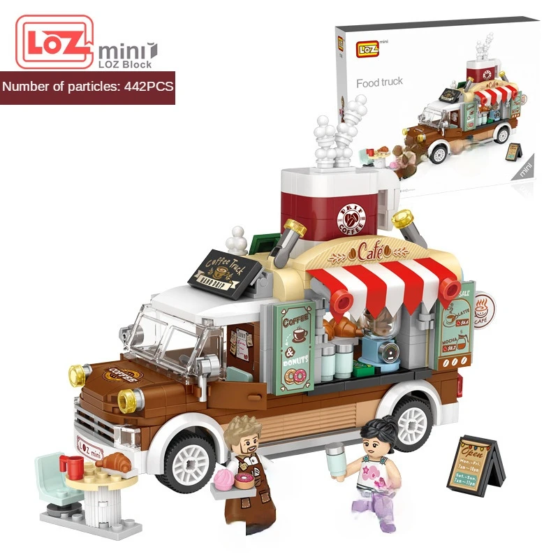 LOZ Mini Dizajneri Grad Serije Street View 491 kom. + HRANA Kamion Voće/sladoled Shop Učenja Prikupiti Igračke 1739 Slika 4