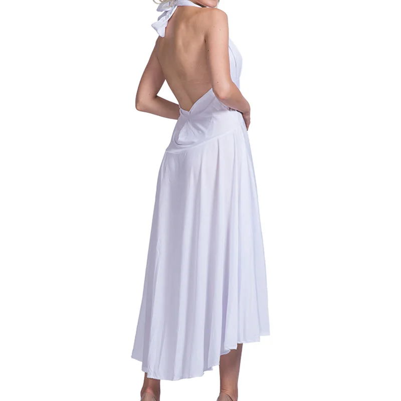 Halloween Purim Monroe Cosplay Bijelo Odijelo S Otvorenim Leđima Bez Rukava Duga Suknja Remen Haljina Suknja Nepravilnog Haljina Novi Slika 3