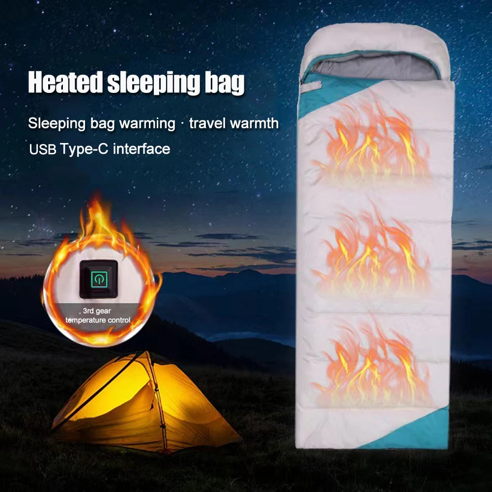 Tip-C, USB Spavanje Madrac S 3-Tier Temperatura 5 U Vreću za spavanje Madrac Zimi Toplo Prijenosni za Putovanja, Planinarenje, za Penjanje Slika 5