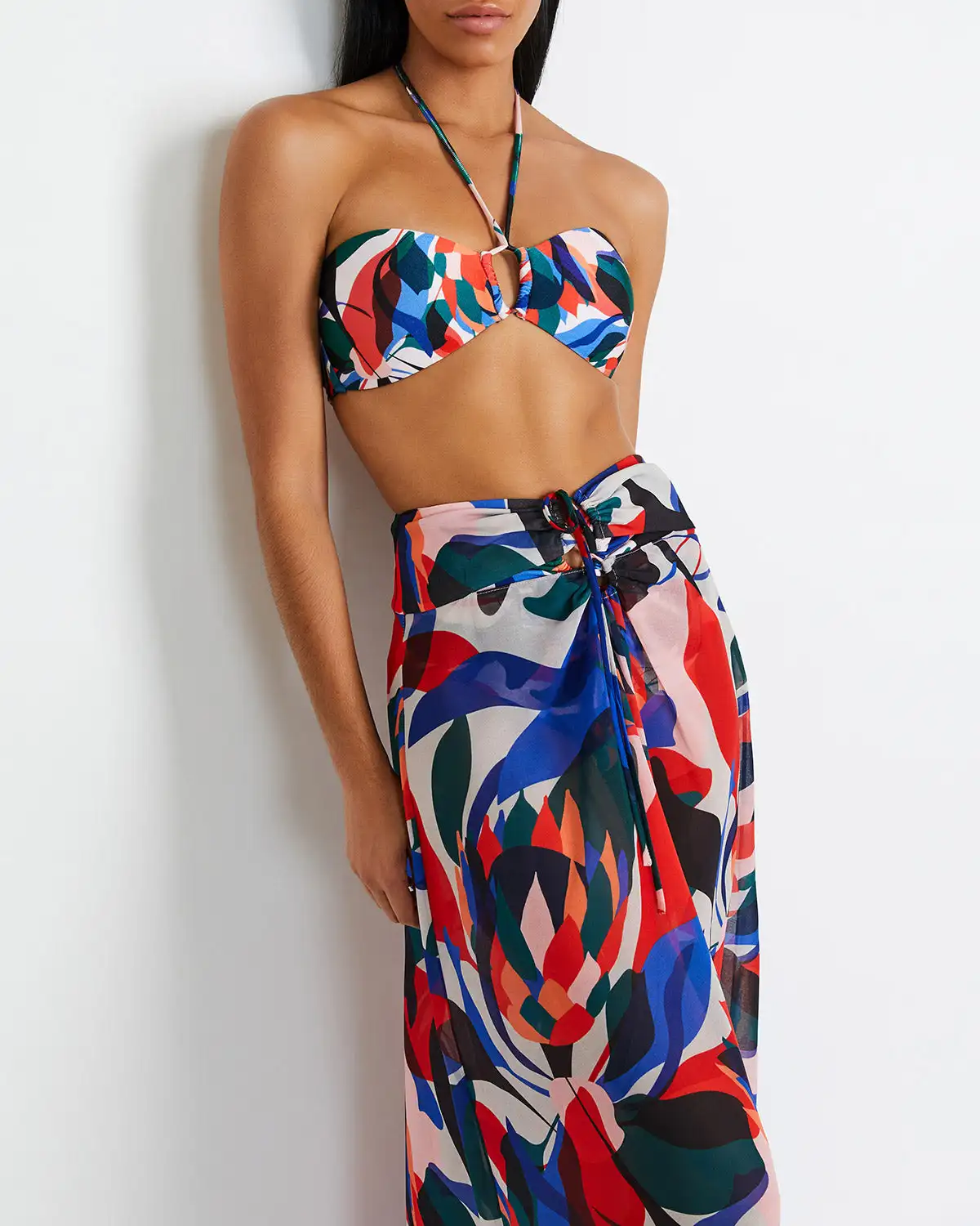 2023 Tiskanih stimuliranje ular Vrat Split Bikini Colorblock Elegantan Stil Udoban Plaža Odjeća i Prikrivanje za Žene Slika 1