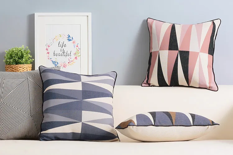 Nordijsko Moderna Jednostavna jastuk, svježe geometrijski jastuk, Lanena jastučnica, jastuci, ukrasni Jastuci za dom Slika 0