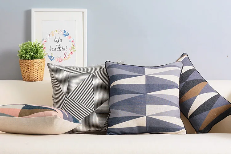 Nordijsko Moderna Jednostavna jastuk, svježe geometrijski jastuk, Lanena jastučnica, jastuci, ukrasni Jastuci za dom Slika 1