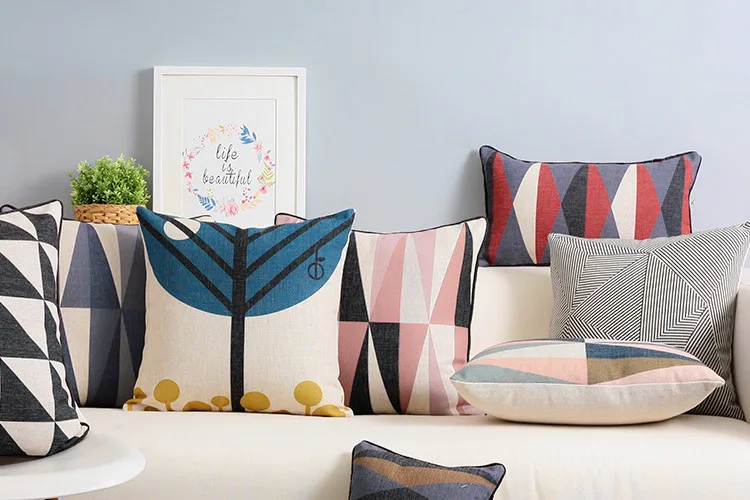 Nordijsko Moderna Jednostavna jastuk, svježe geometrijski jastuk, Lanena jastučnica, jastuci, ukrasni Jastuci za dom Slika 2